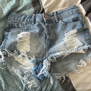 H&M High-waisted Distressed Jean Shorts